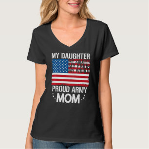 Mijn dochter van mijn soldaat Proud Mam Flag Graph T-shirt