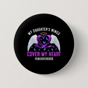 Mijn Dochter's Wings Hoesje Mijn Hart Paarse Lint Ronde Button 5,7 Cm