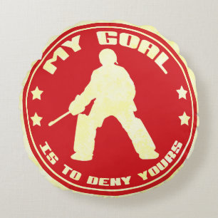 Mijn doel, Field Hockey Goalie Round Pillow, rood Rond Kussen