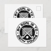 Mijn doel is om je fieldmuts Goalie te ontkennen Briefkaart (Voorkant / Achterkant)