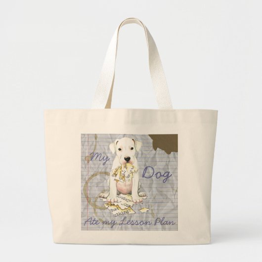 Mijn dogo Ate Mijn Lesson Plan Grote Tote Bag (Voorkant)