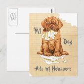 Mijn Dogue de Bordeaux Ate Mijn thuiswerk Briefkaart (Voorkant / Achterkant)