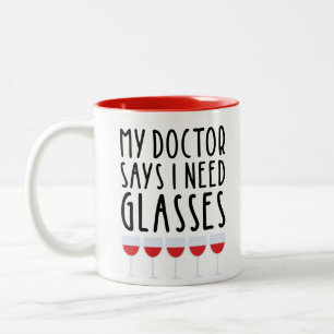 Mijn dokter zegt dat ik bril nodig heb tweekleurige koffiemok