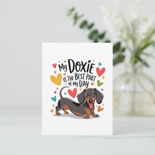Mijn Doxie is het beste deel van mijn dag Feestdagenkaart (Staand voorkant)