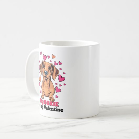 Mijn Doxie is Mijn Valentijn Schattige Funny Tecke Koffiemok (Voorkant links)