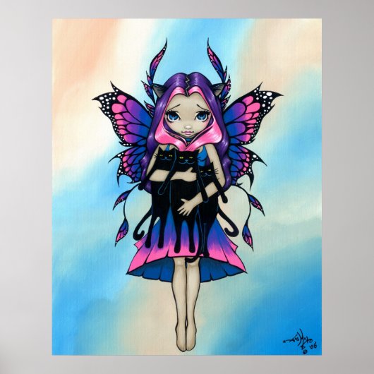 Mijn drie Katten die een zwarte kattekunst maken Poster (Voorkant)