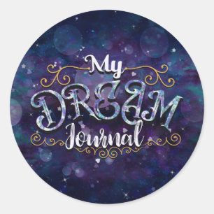 Mijn Droomjournaal Indigo Paarse Harten & Sterren Ronde Sticker