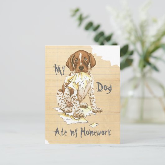 Mijn Duitse Shorthaired Pointer Ate Mijn thuiswerk Briefkaart (Staand voorkant)