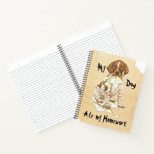 Mijn Duitse Shorthaired Pointer op mijn Lesson Pla Notitieboek (Binnen)