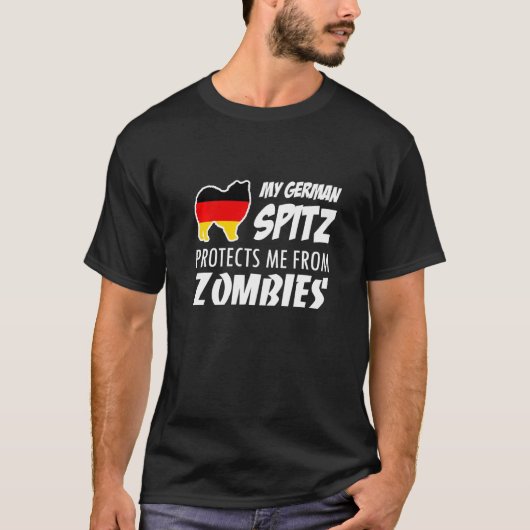 Mijn Duitse Spitz beschermt me tegen zielen T-shirt (Voorkant)