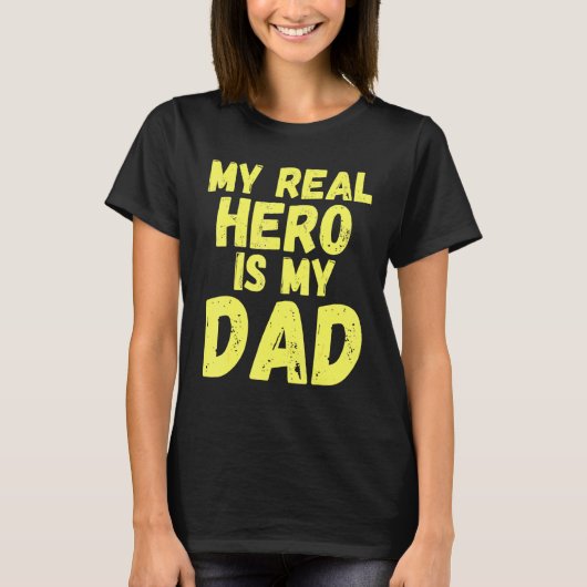 Mijn echte held is mijn vader vaders dag Kinder re T-shirt (Voorkant)