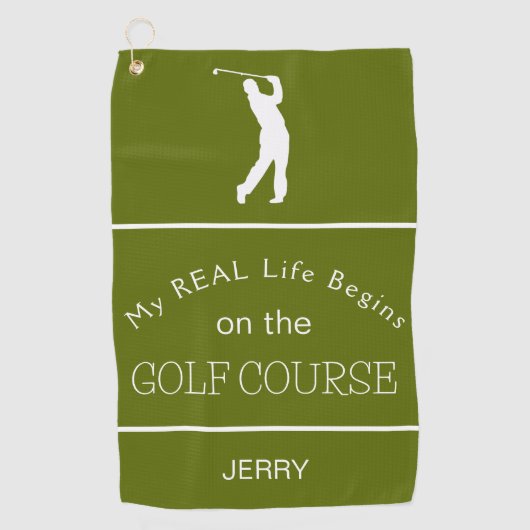 Mijn echte leven begint op de Golfcursus Diepe Lim Golfhanddoek (Voorkant)
