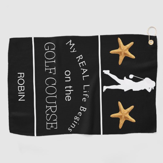 Mijn echte leven begint op de Golfcursus Golfhanddoek (Horizontaal)