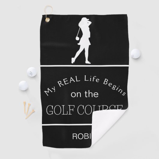 Mijn echte leven begint op de Golfcursus Golfhanddoek (Insitu)