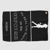 Mijn echte leven begint op de Golfcursus Golfhanddoek (Horizontaal)