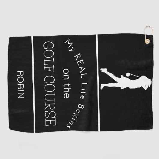 Mijn echte leven begint op de Golfcursus Golfhanddoek (Horizontaal)