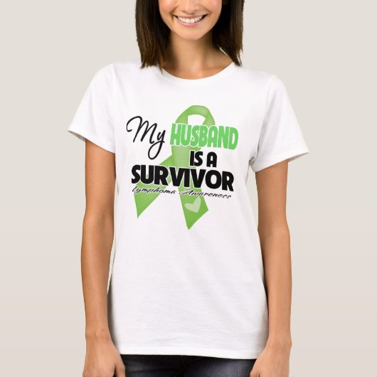 Mijn echtgenoot is een overlevende Lymphoma T-shirt (Voorkant)