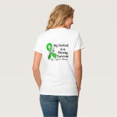 Mijn echtgenoot is een sterk Survivor Green Ribbon T-shirt (Achterkant volledig)