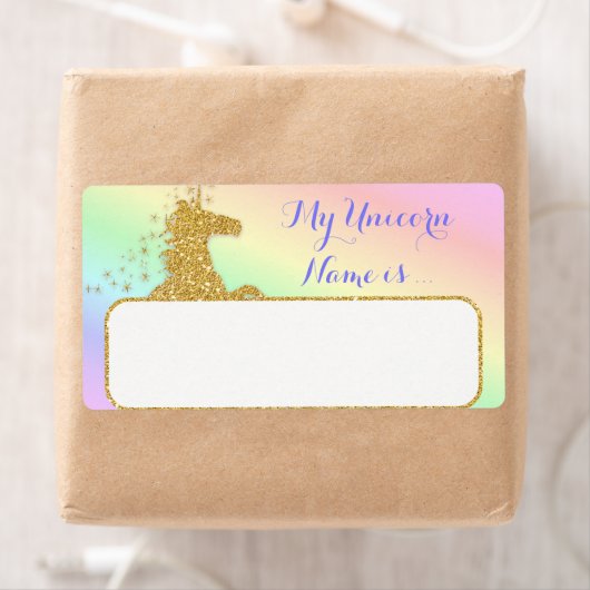 Mijn eenhoornnaam is Label Rainbow & Gold (Insitu)