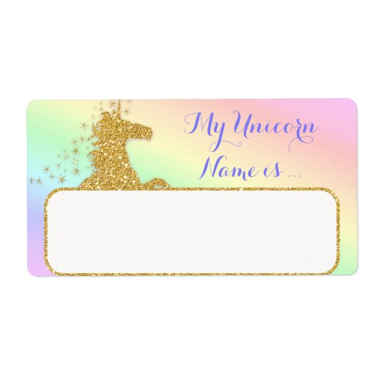Mijn eenhoornnaam is Label Rainbow & Gold (Voorkant)