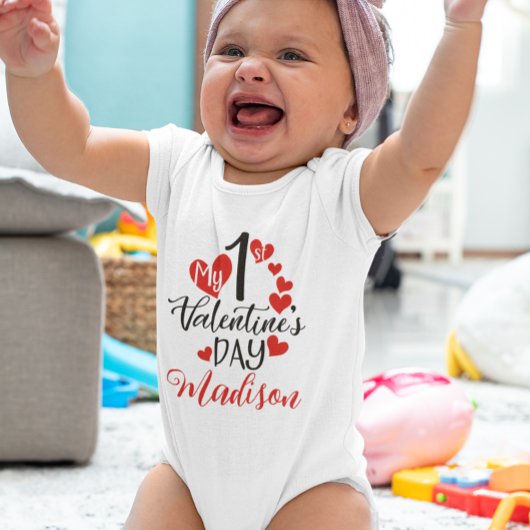 Mijn eerste 1e Valentijnsdag Hartjes Romper