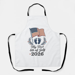 Mijn eerste 4 juli 2026 Baby Vintage Patriottische Schort