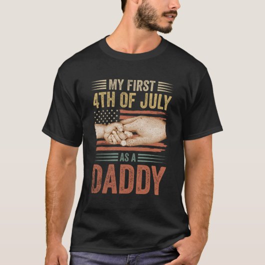 Mijn eerste 4 juli als papa Amerikaanse vlag T-shirt (Voorkant)