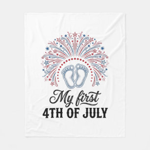 Mijn Eerste 4 juli Baby Voeten Patriottisch Shirt  Fleece Deken
