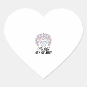 Mijn Eerste 4 juli Baby Voeten Patriottisch Shirt Hart Sticker