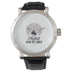 Mijn Eerste 4 juli Baby Voeten Patriottisch Shirt Horloge