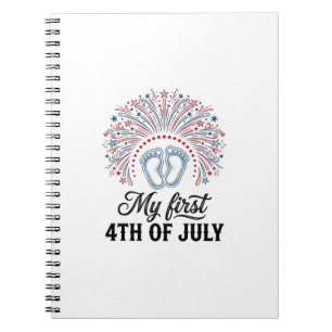 Mijn Eerste 4 juli Baby Voeten Patriottisch Shirt  Notitieboek