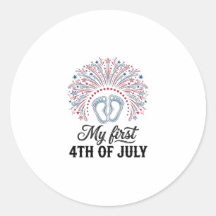 Mijn Eerste 4 juli Baby Voeten Patriottisch Shirt Ronde Sticker