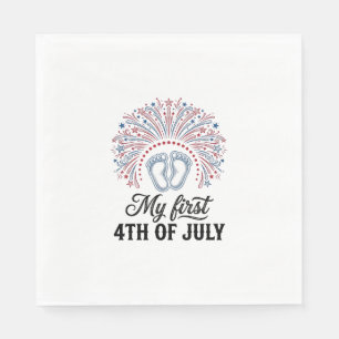 Mijn Eerste 4 juli Baby Voeten Patriottisch Shirt  Servet