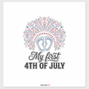 Mijn Eerste 4 juli Baby Voeten Patriottisch Shirt  Sticker