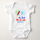 Mijn eerste 4 juli Cute Fireworks Monogram Romper (Voorkant)