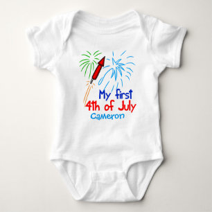 Mijn eerste 4 juli Cute Fireworks Monogram Romper