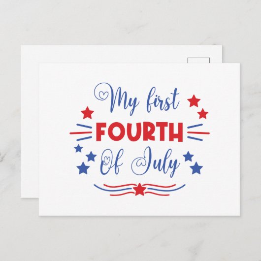 Mijn eerste 4 juli uitnodiging briefkaart (Voorkant / Achterkant)