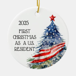 Mijn eerste Amerikaanse vlag met kerstmis Keramisch Ornament