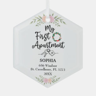 Mijn eerste appartement 2021 met Waterverf bloemen Glas Ornament