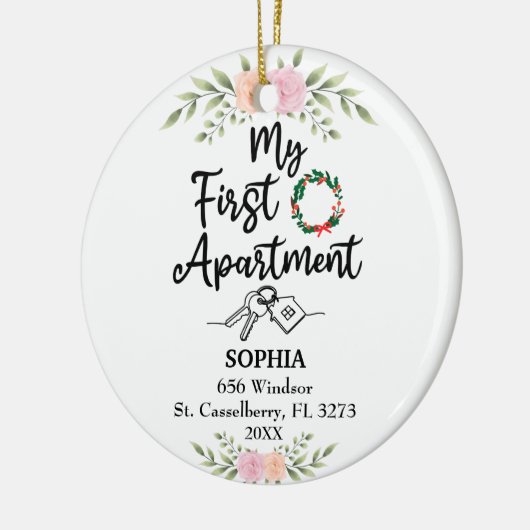 Mijn eerste appartement 2022 met Waterverf bloemen Keramisch Ornament (Links)