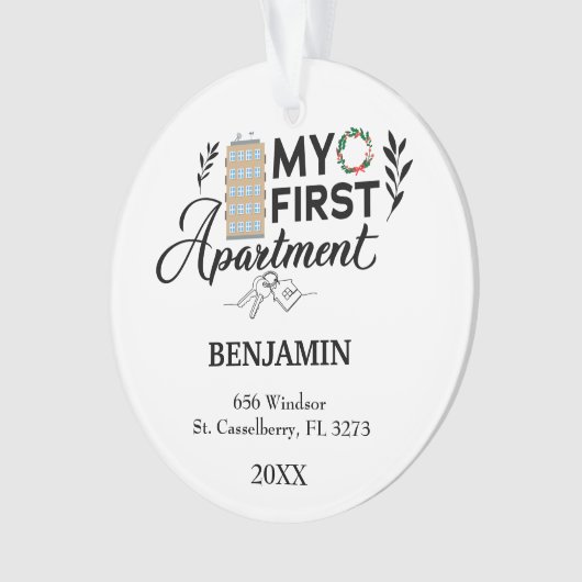 Mijn eerste appartement 2024 gepersonaliseerde gif ornament (voorkant)