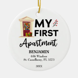 Mijn eerste appartement 2025 Aangepaste namen en a Keramisch Ornament