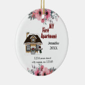 Mijn eerste appartement 2025 in Kerstmis met bloem Keramisch Ornament (Rechts)