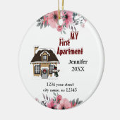 Mijn eerste appartement 2025 in Kerstmis met bloem Keramisch Ornament (Links)
