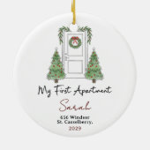 Mijn Eerste Appartement Aangepaste Naam & Adres Keramisch Ornament (Achterkant)