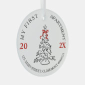 Mijn eerste appartement hield sake rood boog glas ornament (Voorkant Rechts)