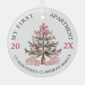 Mijn eerste appartement houdt sake roze coquette glas ornament (Voorkant)