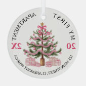 Mijn eerste appartement houdt sake roze coquette glas ornament (Achterkant)