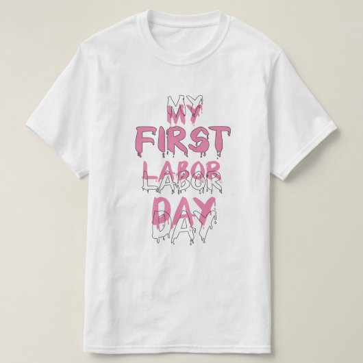Mijn eerste arbeidsdag, bad en lichaam werkt op de t-shirt (Design voorkant)