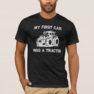 Mijn Eerste Auto Was een Grappige Tractor Donkere  T-shirt